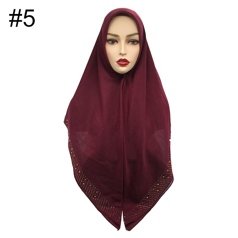 Malaysia bandana Hot rhinestone shawls Tudung Islamic hijab Square scarf Women muffler Muslim headscarf Solid scarf 100pcslot