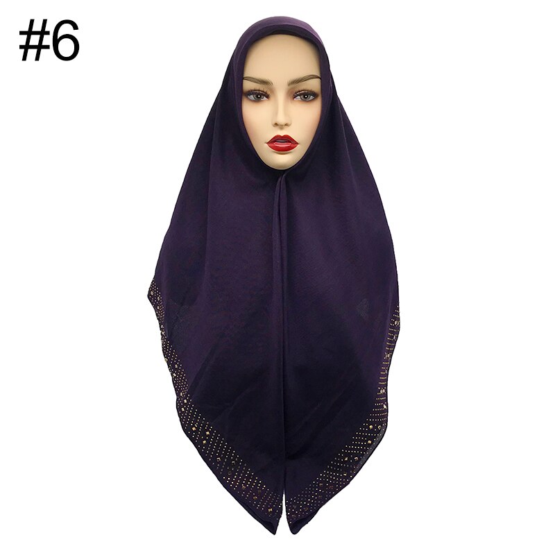Malaysia bandana Hot rhinestone shawls Tudung Islamic hijab Square scarf Women muffler Muslim headscarf Solid scarf 100pcslot
